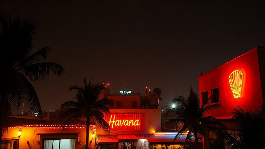 Neon tropical latin night atmosphere